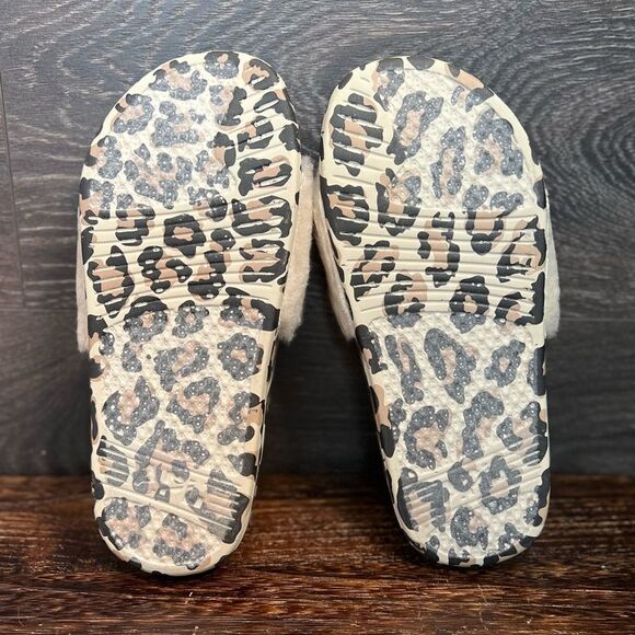 APL Women’s Shearling Slide Sandal in Parchment/Black/Leopard. 🖤🤍🤎 Size 8. NI - Picture 3 of 16